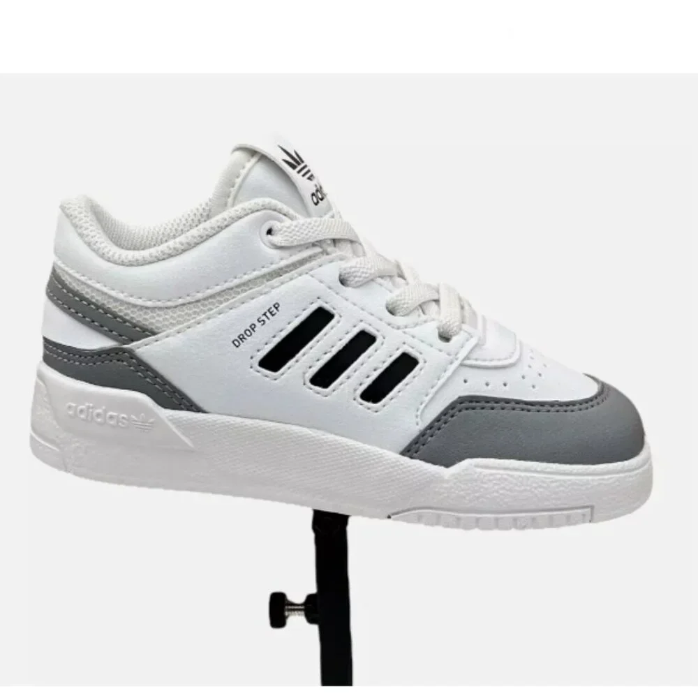 Adidas Drop Step Low Toddler Boy's Slip-on Casual Leather Sneakers Size 10 White